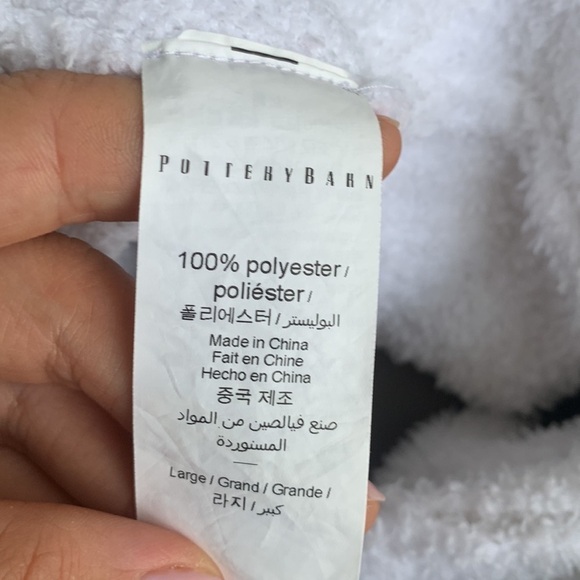 Pottery Barn Teddy Or Sherpa‎ Robe plush size L white cozy soft - Picture 4 of 11